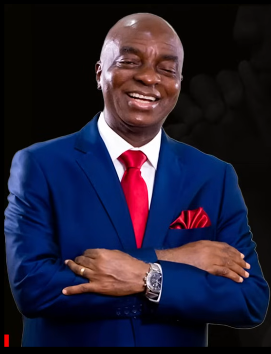 Bishop David Oyedepo with the Sydney Opera House and rays of golden glory — Inaugural Service banner