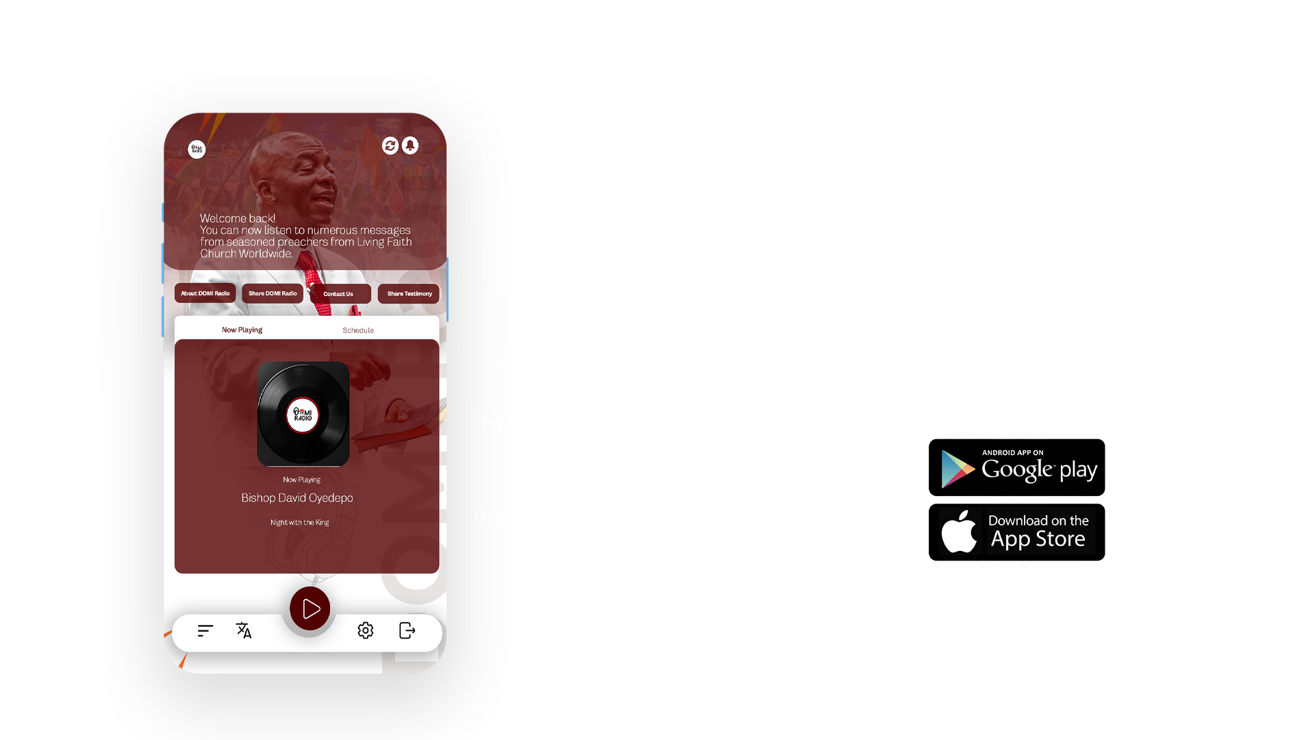 Microphone with golden glow — Dominion Radio 24/7 broadcast banner