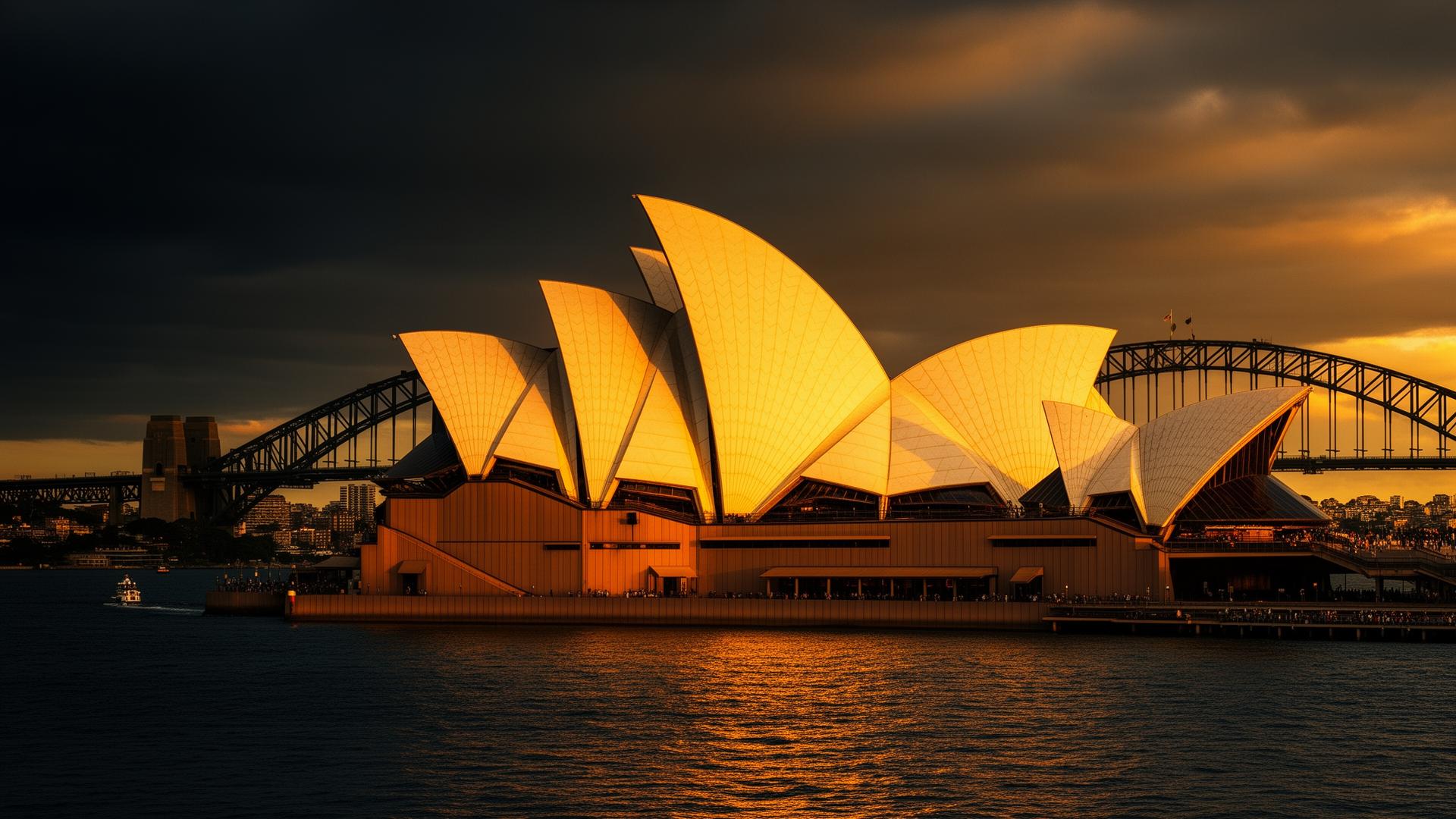 Sydney Opera House at golden sunrise — Winners Chapel International Sydney welcome slide